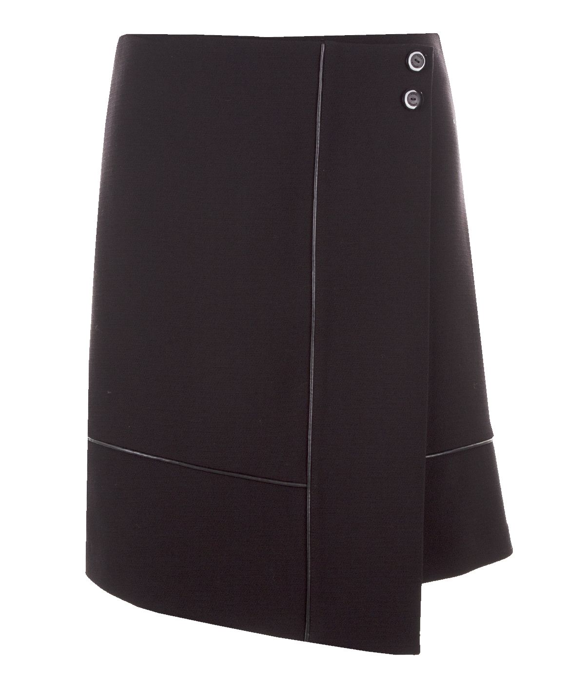 Asymmetric wrap skirt with leather details 0